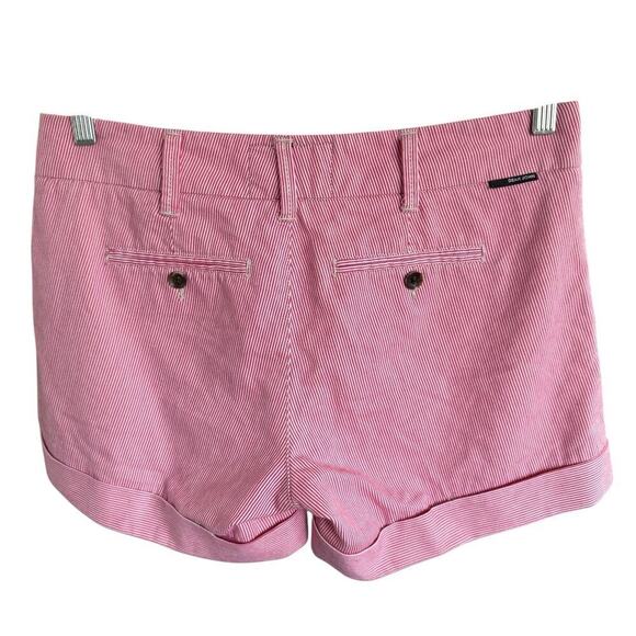 Dear John Pinstriped Cuffed Chino Shorts Red 29 Coastal Preppy Prep Fishingcore - Picture 2 of 9